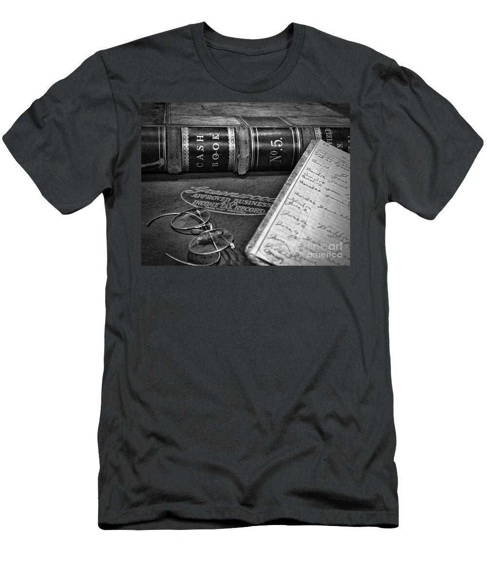 Vintage Accountants Cash Book Black and White Paul Ward T-Shirt