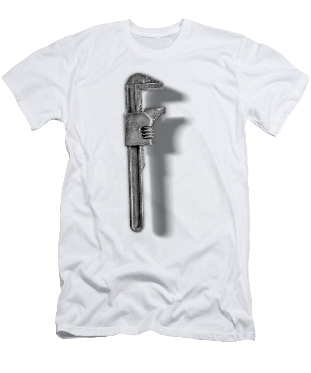 Vintage Adjustable Wrench Backside in Black and White Yopedro T-Shirt