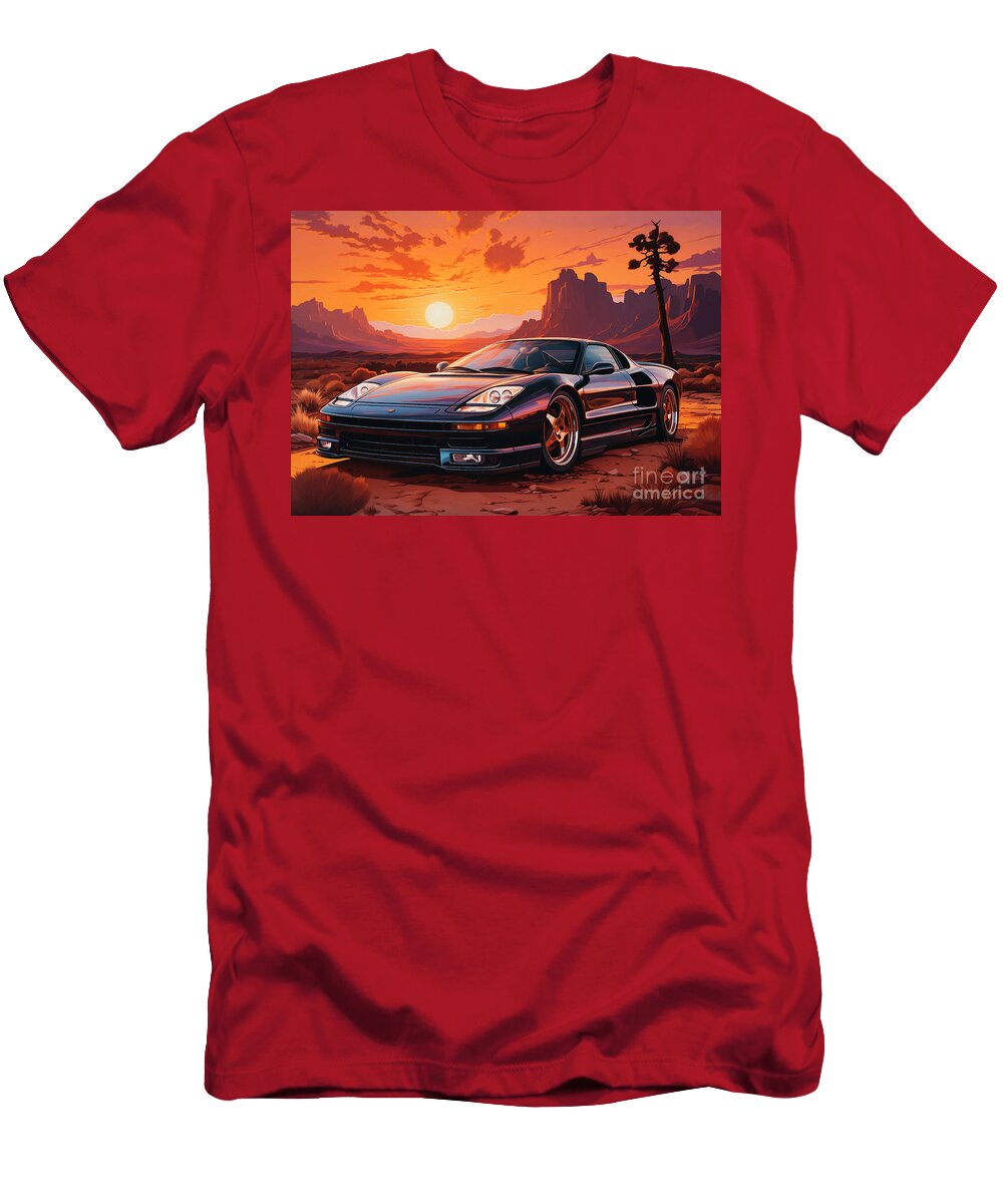 Vintage Beach Lamborghini Diablo Car At Sunset Destiney Sullivan T-Shirt