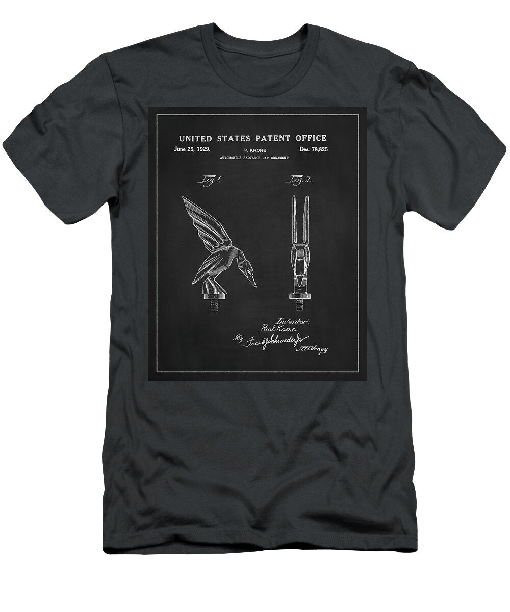 Vintage Bird Radiator Cap Ornament Patent Drawing Dale Kincaid T-Shirt