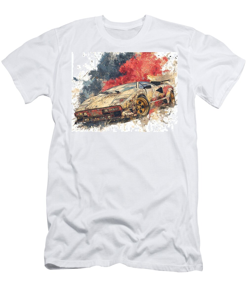Vintage Car Luxury Ride Lamborghini Diablo Car Artistic Car Elmer Powers T-Shirt