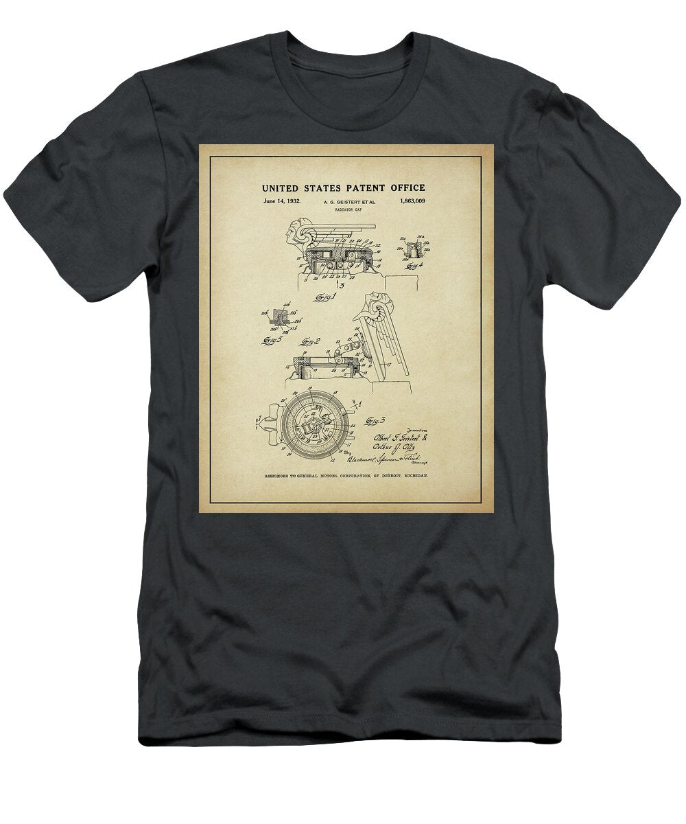 Vintage Chevrolet Winged Viking Radiator Ornament Patent Dale Kincaid T-Shirt
