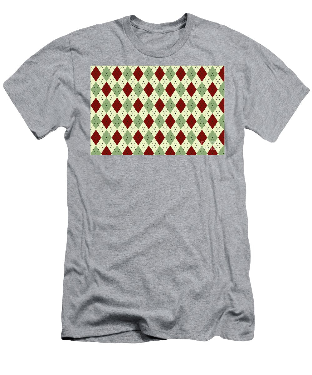 Vintage Christmas Argyle Pattern Red Green Yellow Petite Patterns T-Shirt