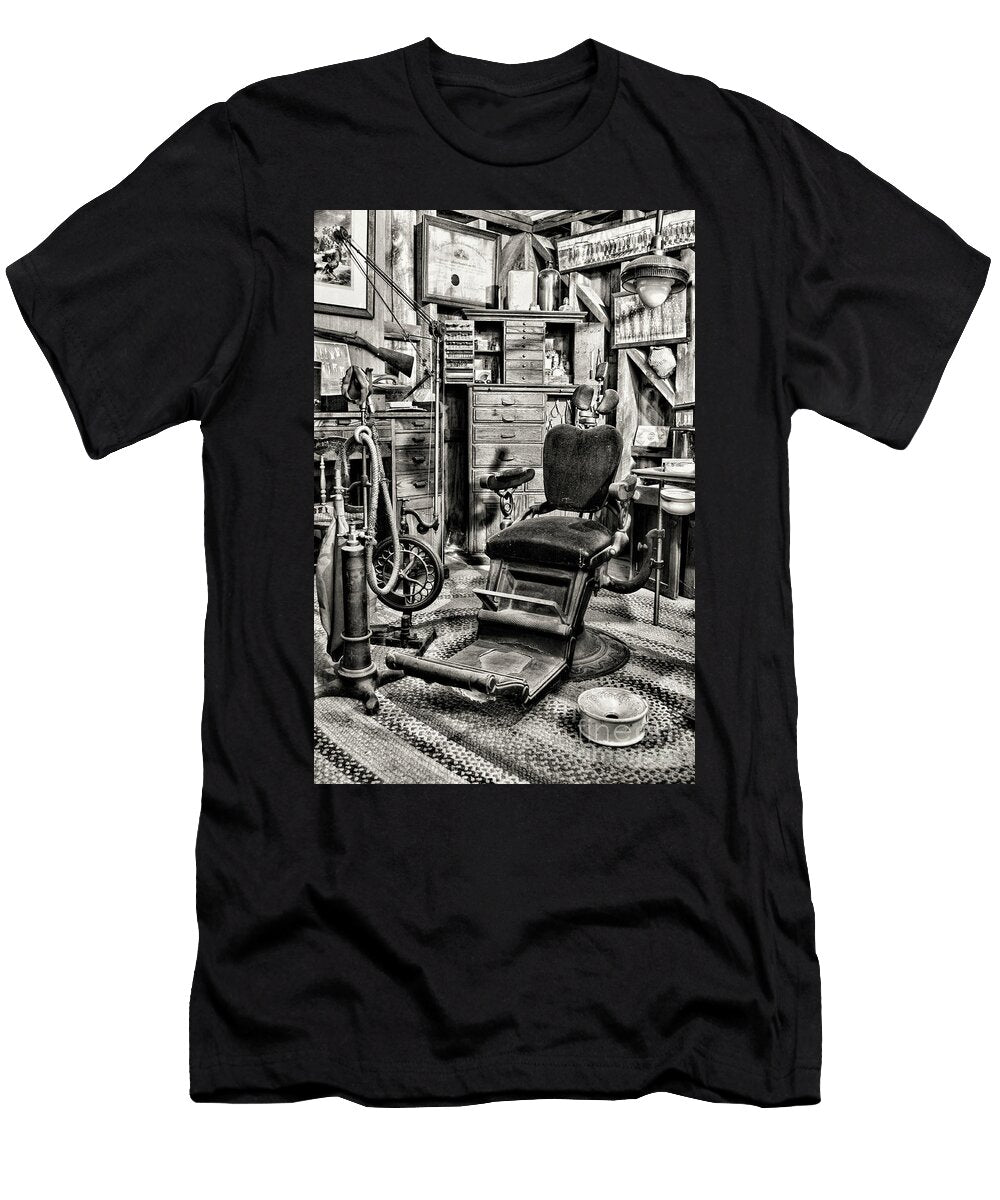 Vintage Dentist Office and Drill Black and White Paul Ward T-Shirt