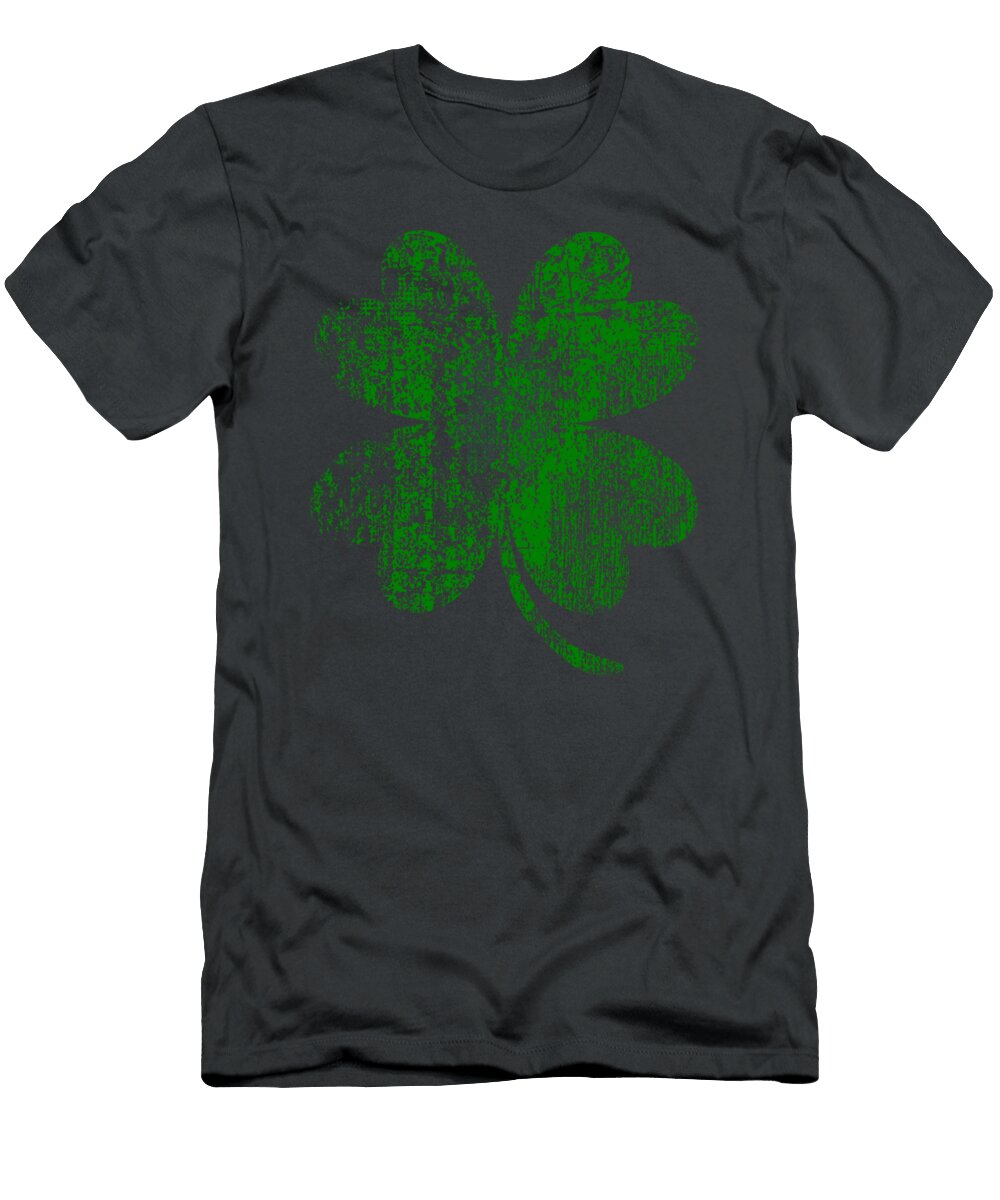 Vintage Faded Retro Four Leaf Clover St Patricks Day Pullover Seyed Leeann T-Shirt