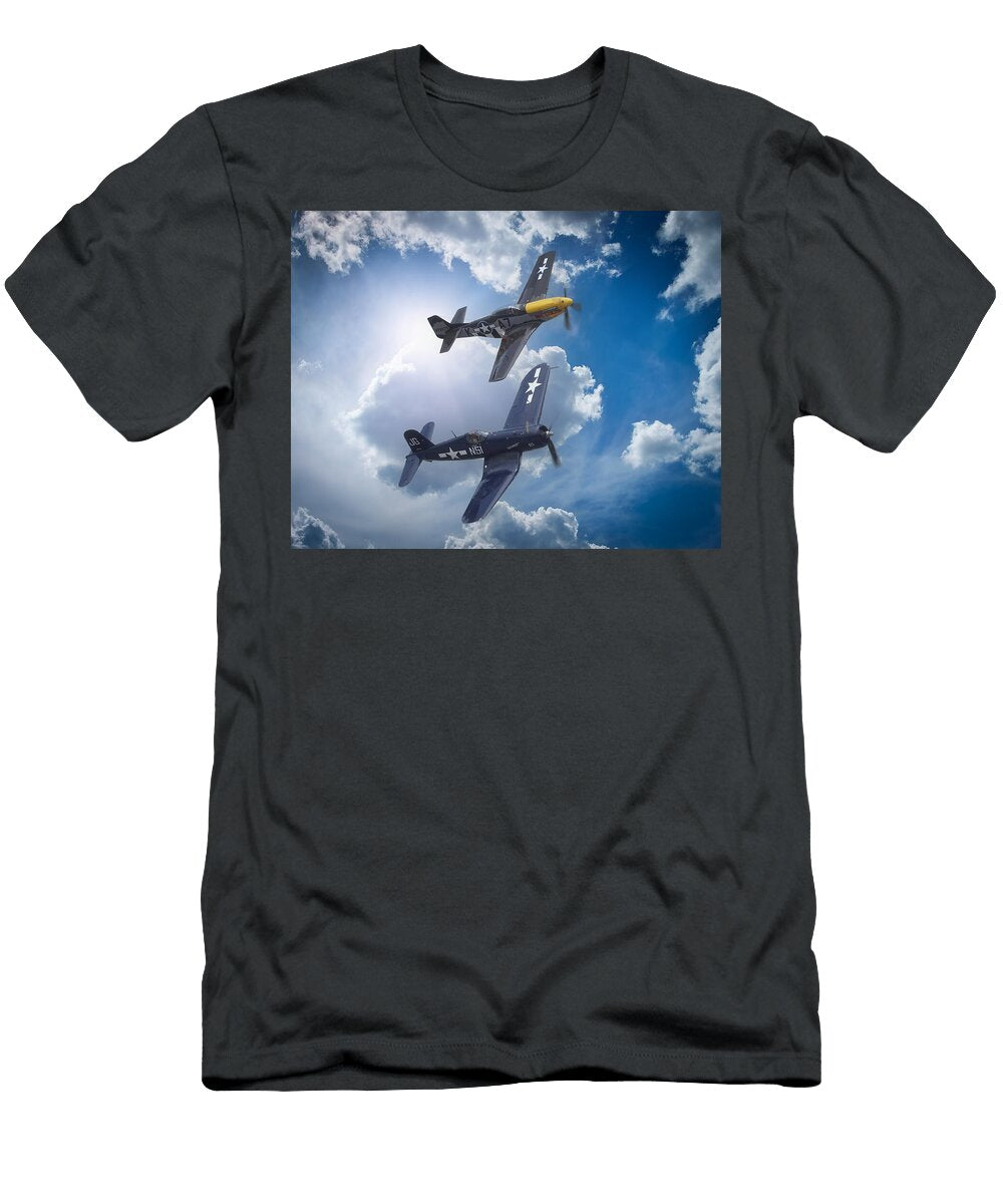 Vintage Fighter Planes in Flight Jeff Stallard T-Shirt