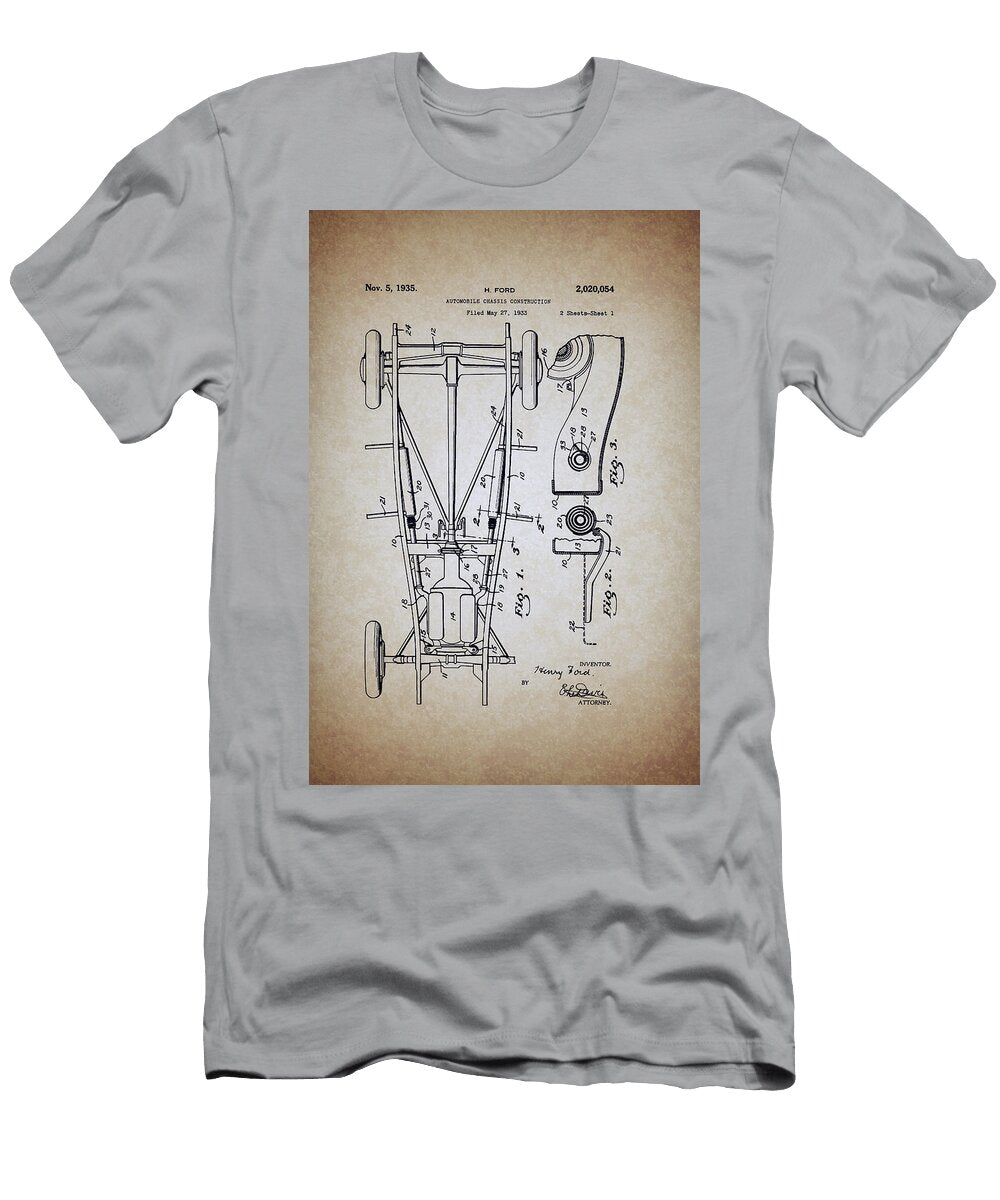 Vintage Ford Automobile Chassis Patent 1935 Mountain Dreams T-Shirt