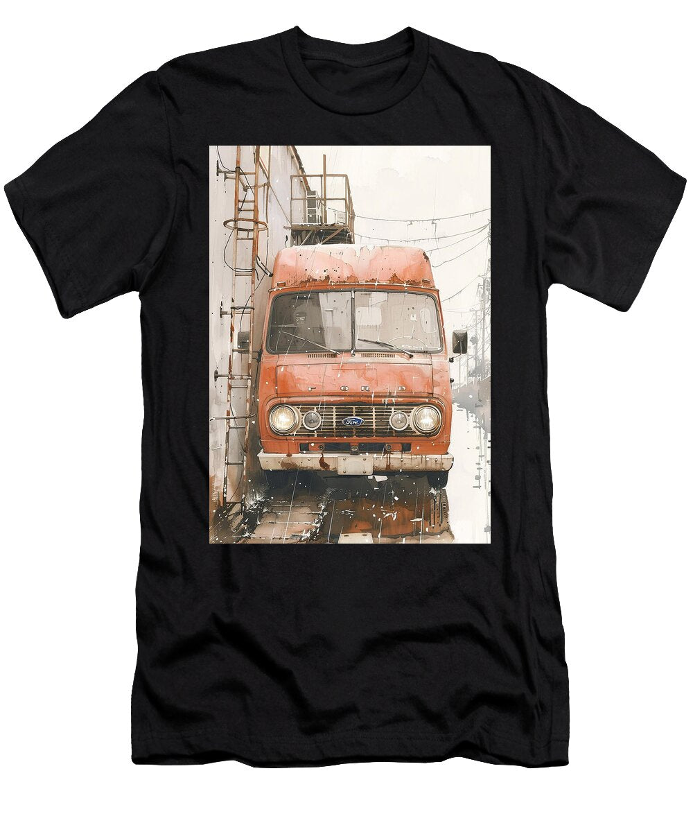 Vintage Ford Van in the Rain Urban Street Photography Destiney Sullivan T-Shirt