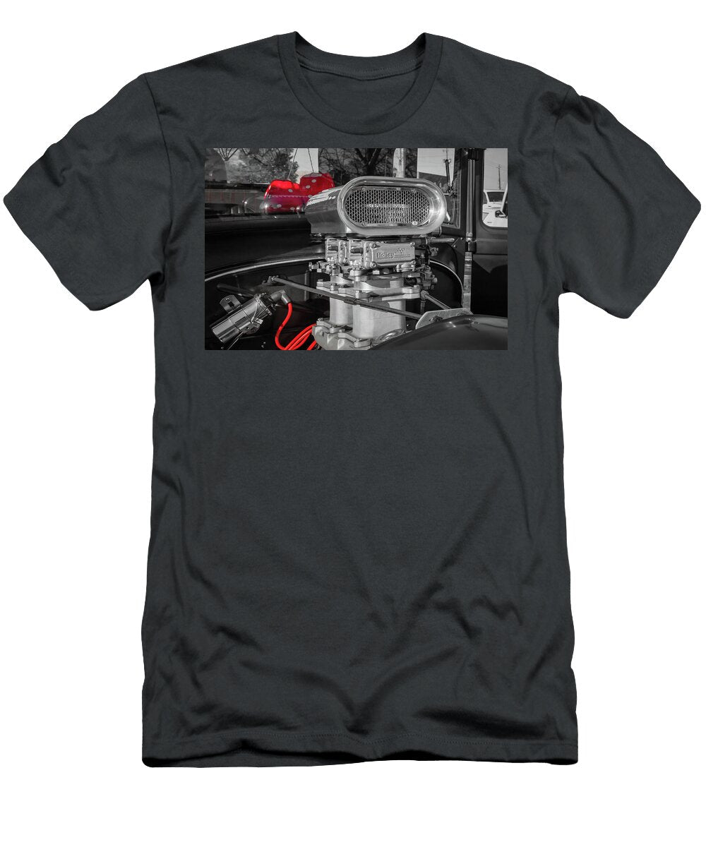 Vintage Hot Rod Engine with Polished Air Intake At Coffee and Cars Augusta Georgia John Kirkland T-Shirt