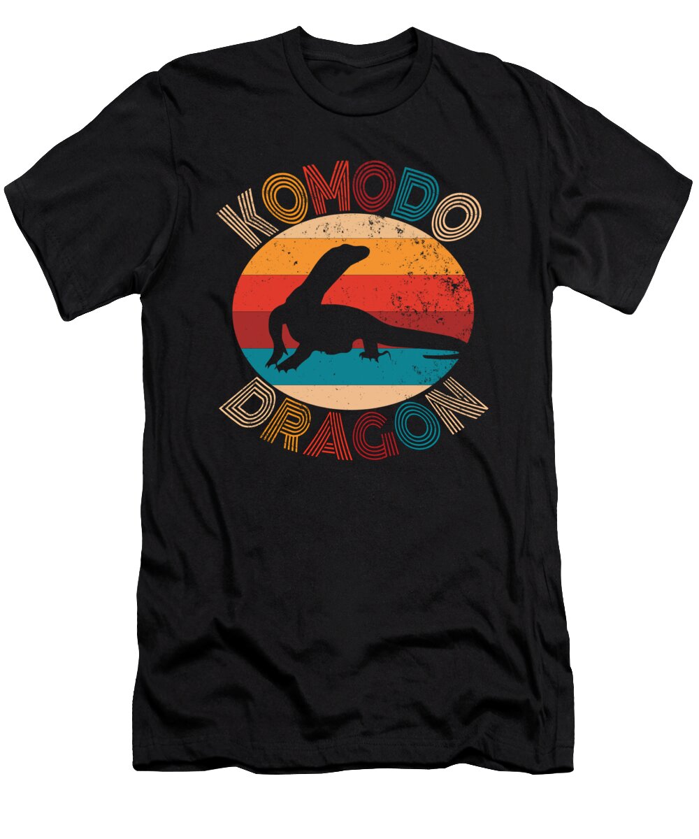 Vintage Komodo Dragon Lover Retro Lizard Silhouette Gift Art Grabitees T-Shirt
