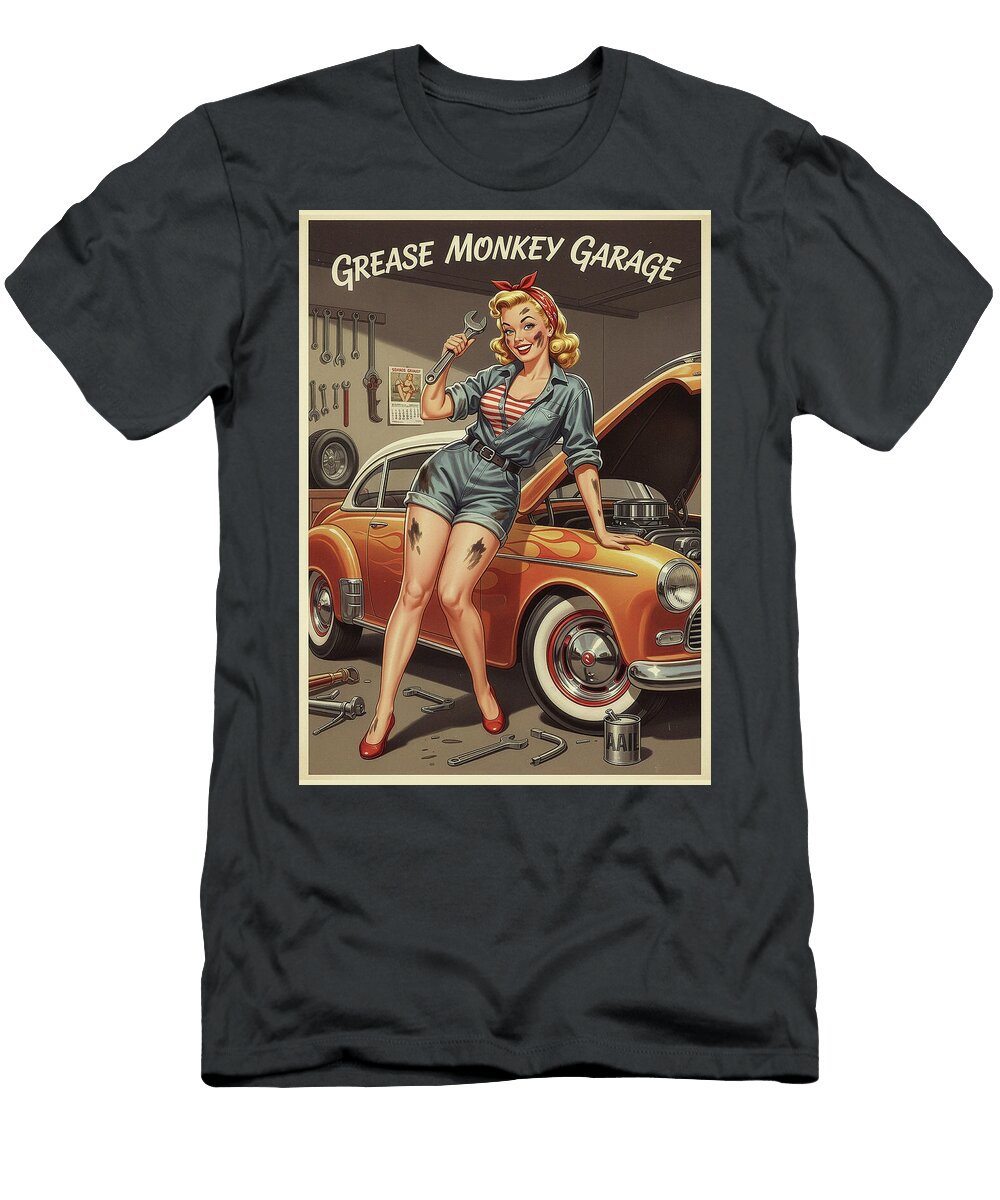 Vintage Mechanic 50s Pin Up Poster Dale Kincaid T-Shirt