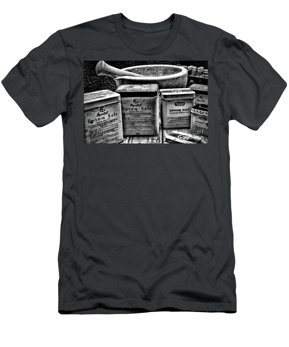 Vintage Medicine Epsom Salt Tins Black and White Paul Ward T-Shirt