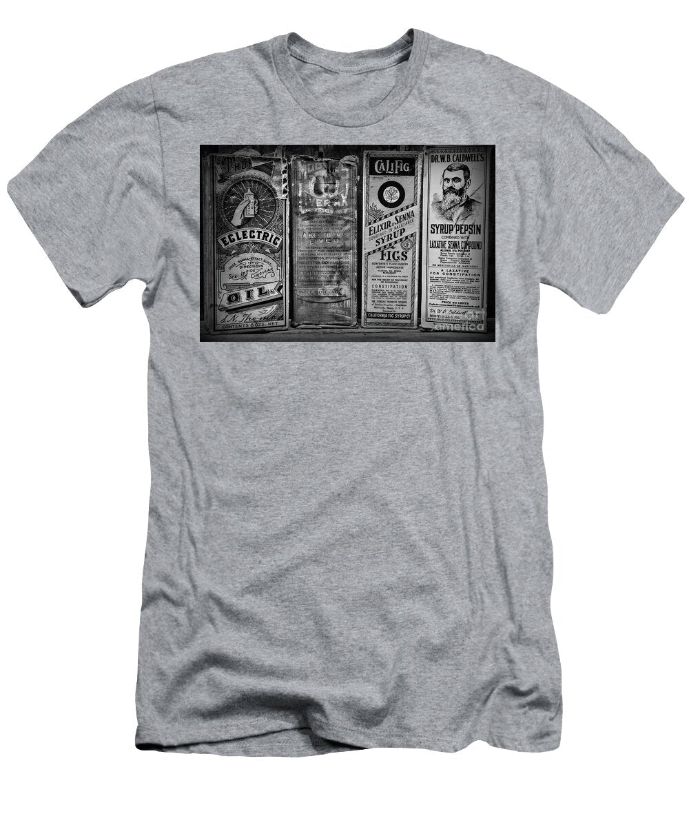 Vintage Medicine Laxatives and Constipation Black and White Paul Ward T-Shirt