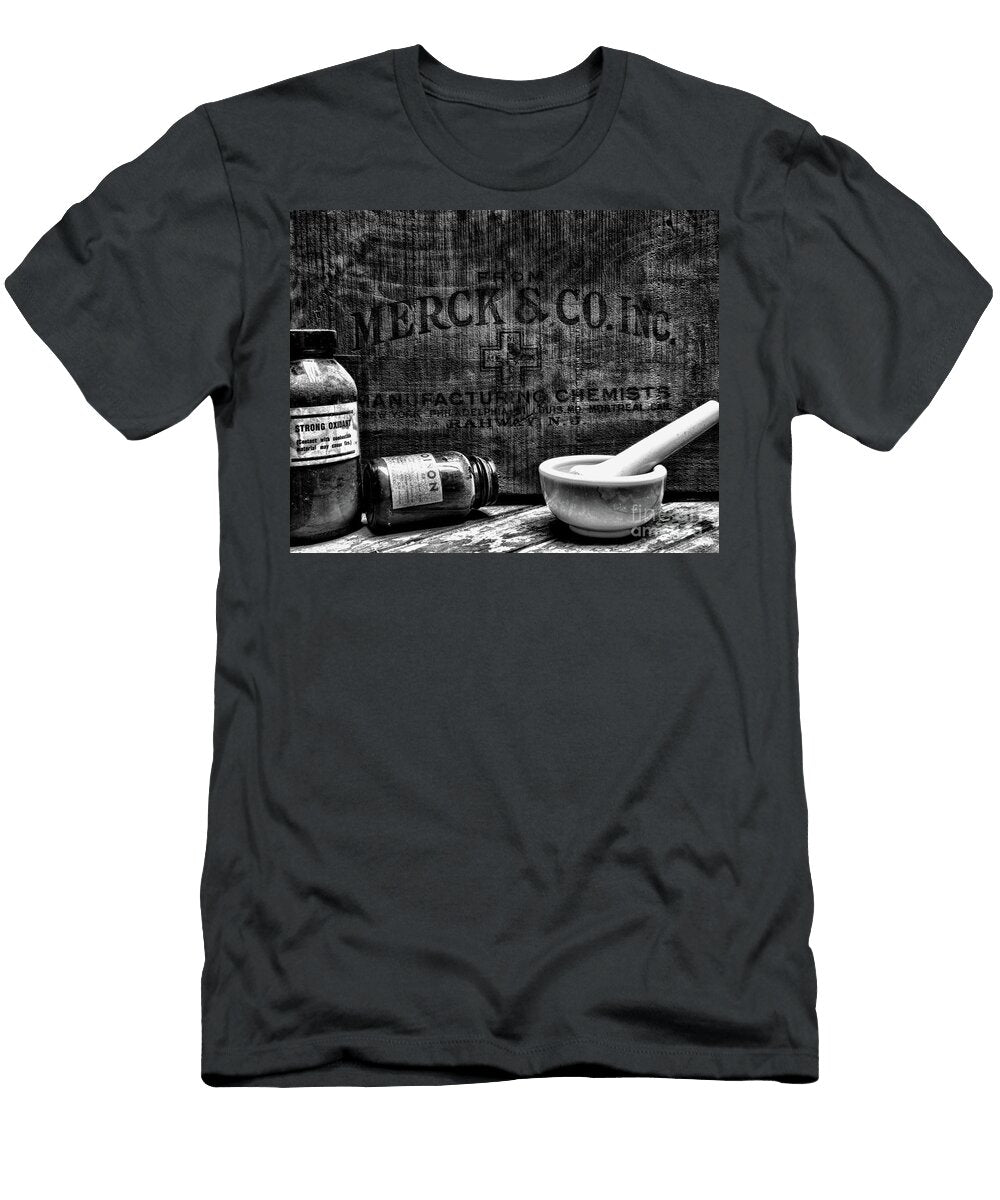 Vintage Merck Co Wooden Crate Black and White Paul Ward T-Shirt