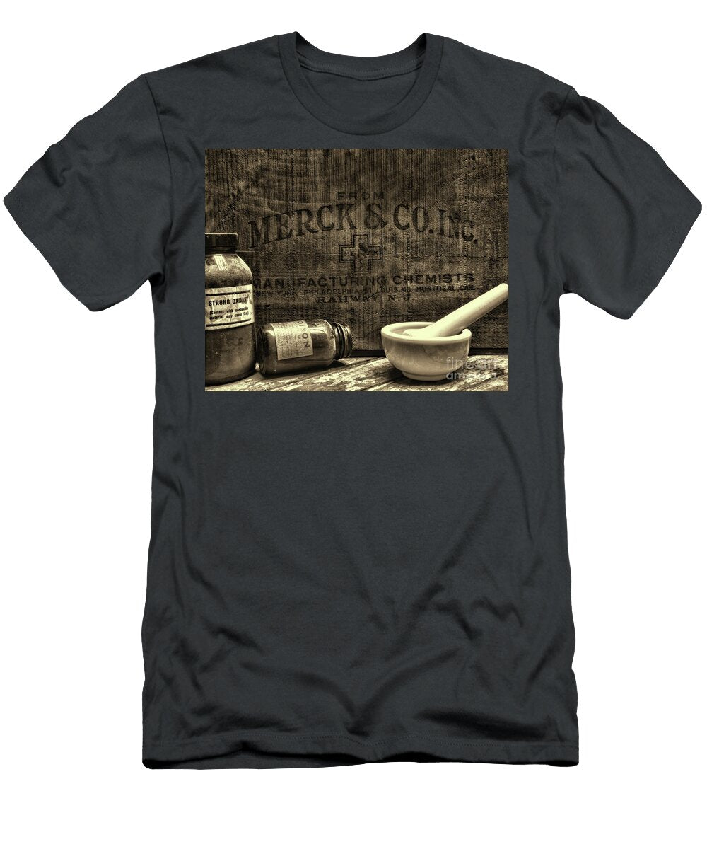 Vintage Merck Co Wooden Crate Sepia Paul Ward T-Shirt
