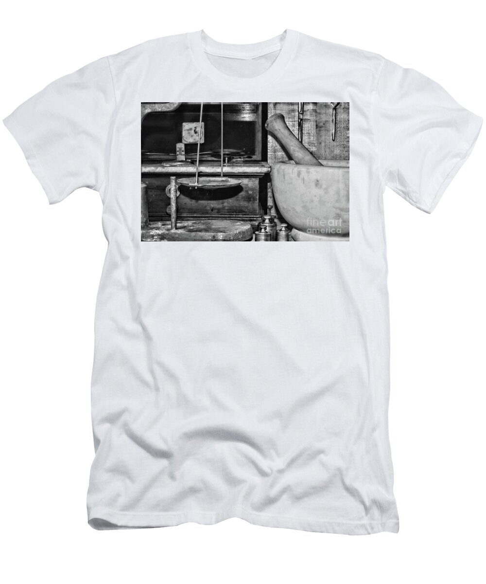 Vintage Pharmacy Scales Black and White Paul Ward T-Shirt