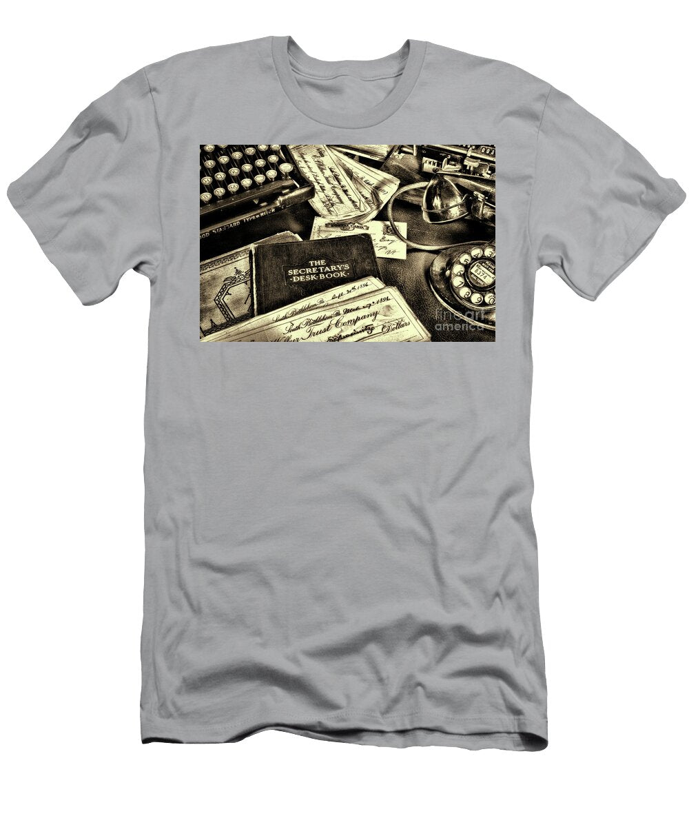 Vintage Secretary Desk Retro Sepia Paul Ward T-Shirt