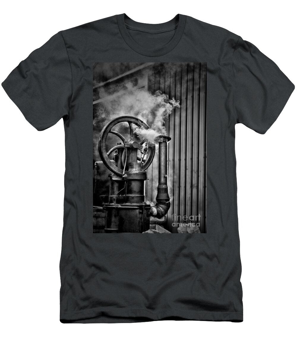 Vintage Steam Engine This Is Real Steampunk Black and White Paul Ward T-Shirt