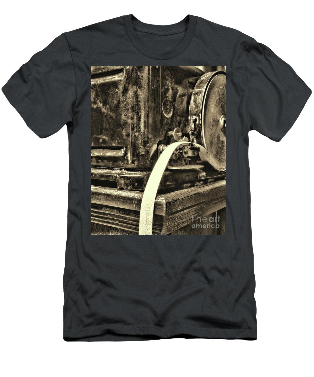 Vintage Ticker Tape Stock Market Machine Retro Sepia Paul Ward T-Shirt