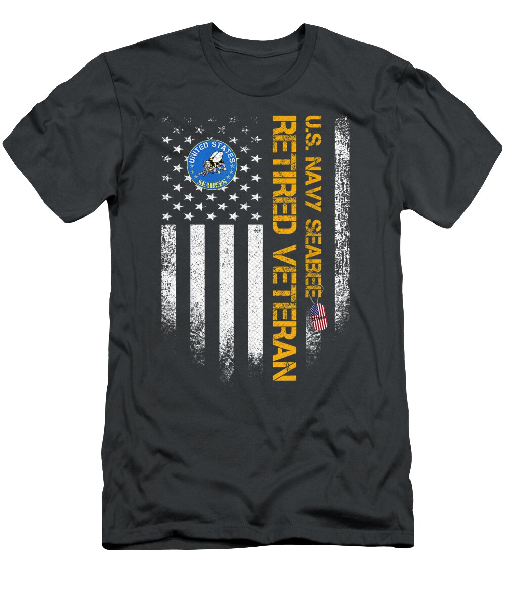 Vintage USA American Flag Navy Seabee Proud Retired Veteran Eloyw Zelda T-Shirt