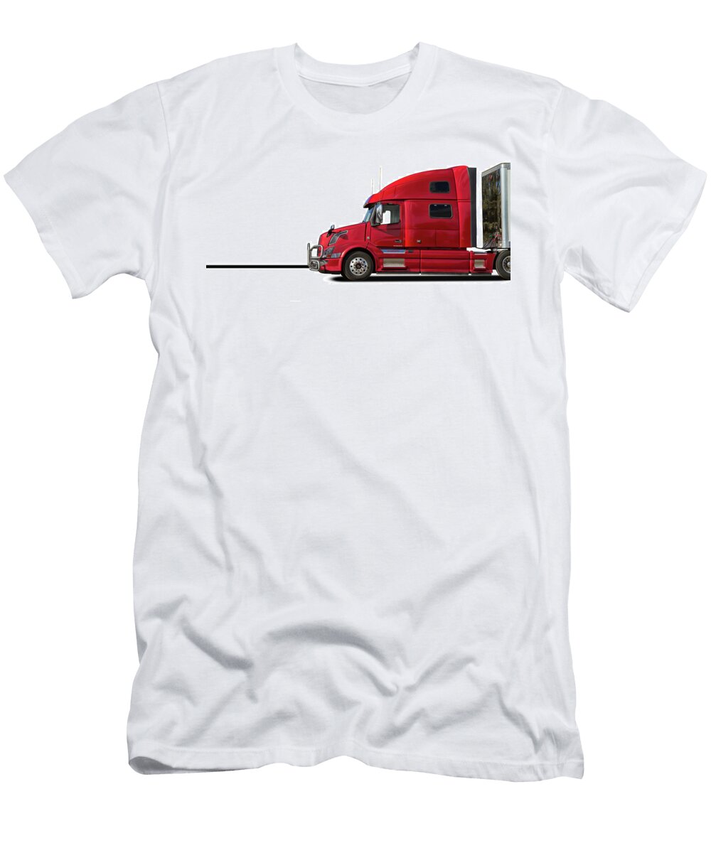 Volvo Red Semi Truck Nick Gray T-Shirt