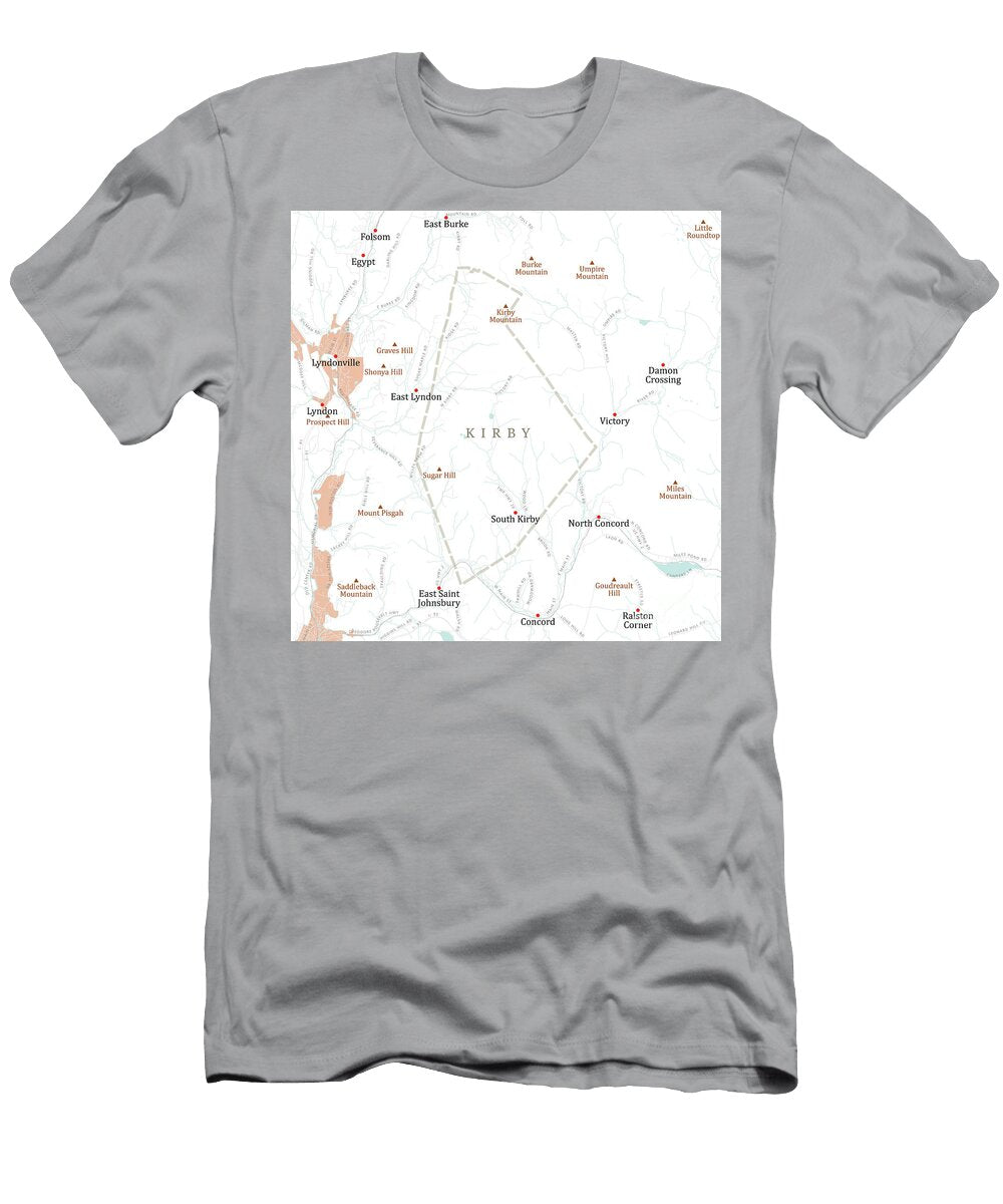 Vt Caledonia Kirby Vector Road Map Frank Ramspott T-Shirt