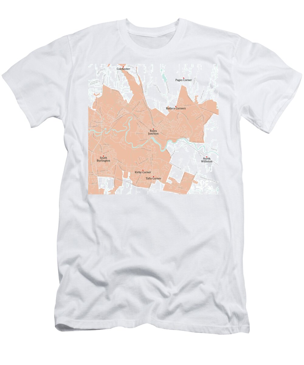 Vt Chittenden Essex Junction Vector Road Map Frank Ramspott T-Shirt