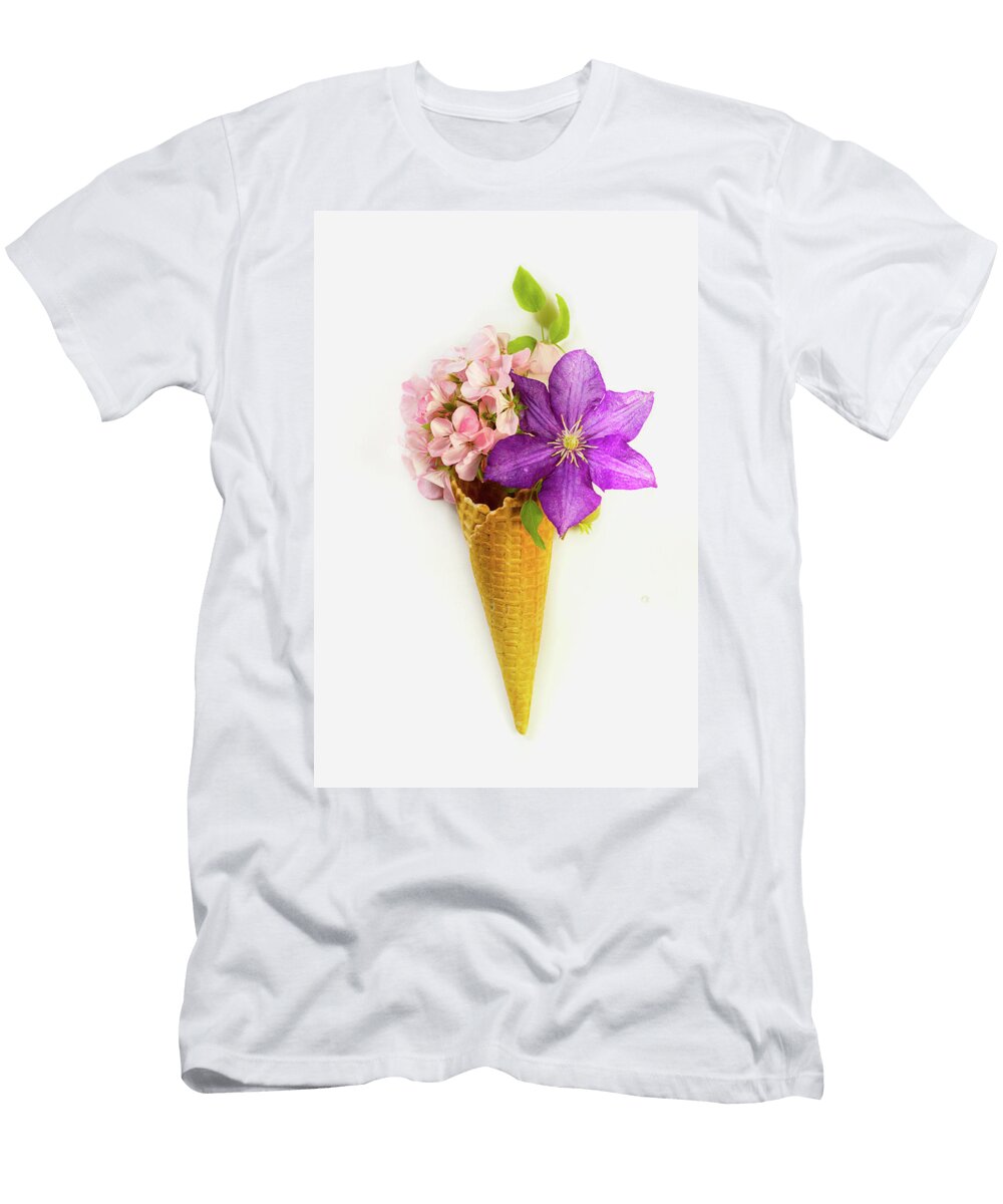 Waffle Cone Lilac Pink Flowers Irina Safonova T-Shirt