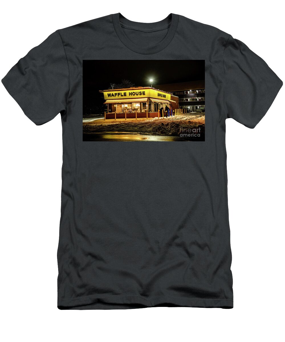 Waffle House on Preston Highway Louisville in Snowy Night Fineartroyal Joshua Mimbs T-Shirt