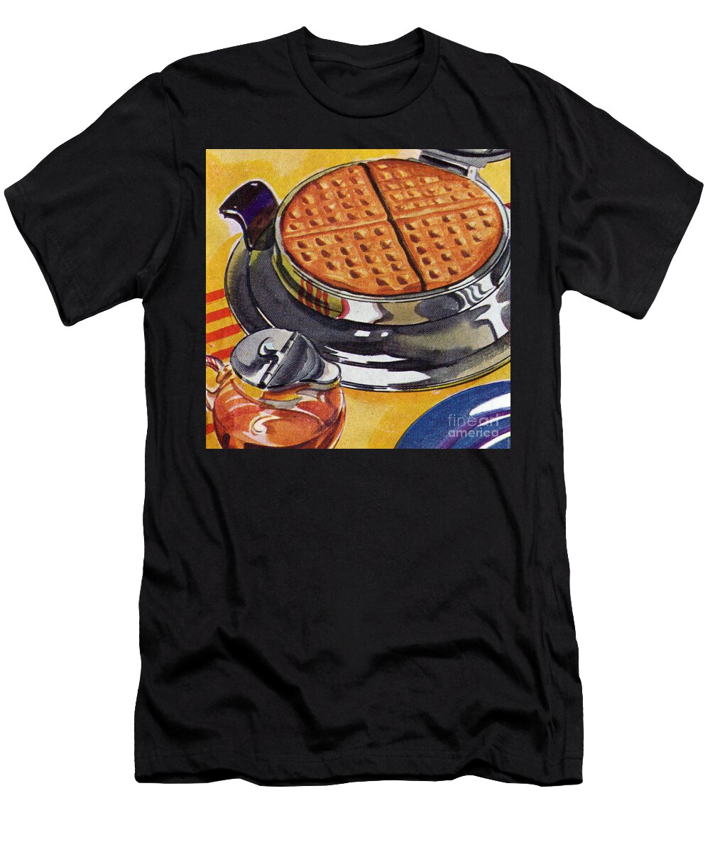 Waffles Cooking in a Waffle Iron 1940s Screen Print American School T-Shirt