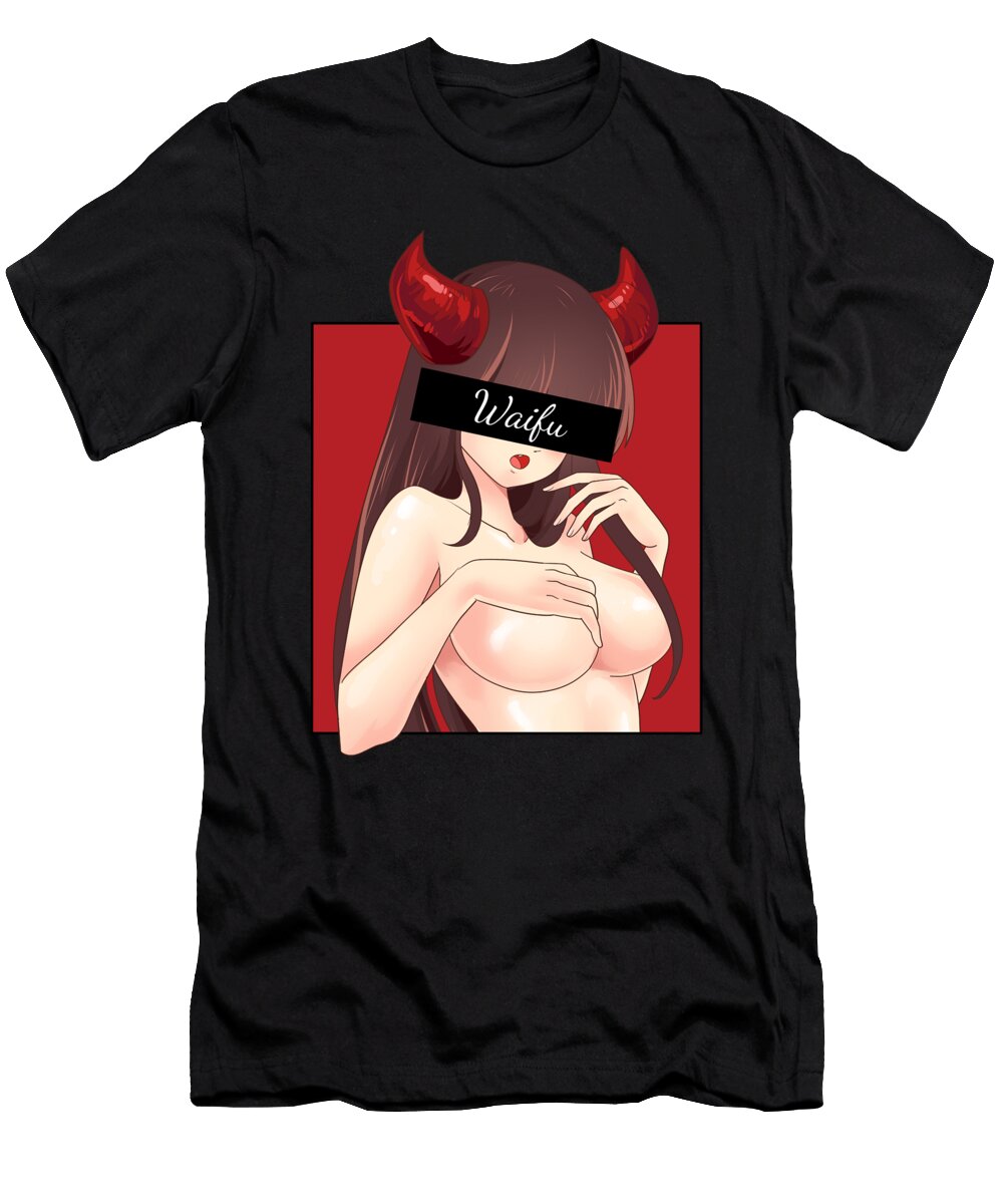 Waifu Material Hentai Otaku Lewd Japanese Devil Maximus Designs T-Shirt