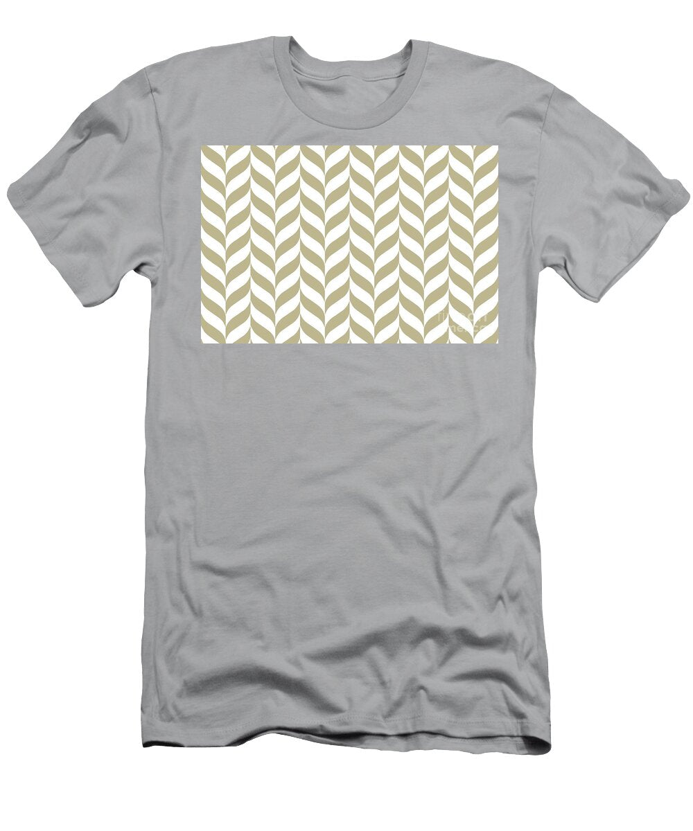 Warm Beige and White Pretty Herringbone Pattern Petite Pattern Minimal Graphic Designs T-Shirt