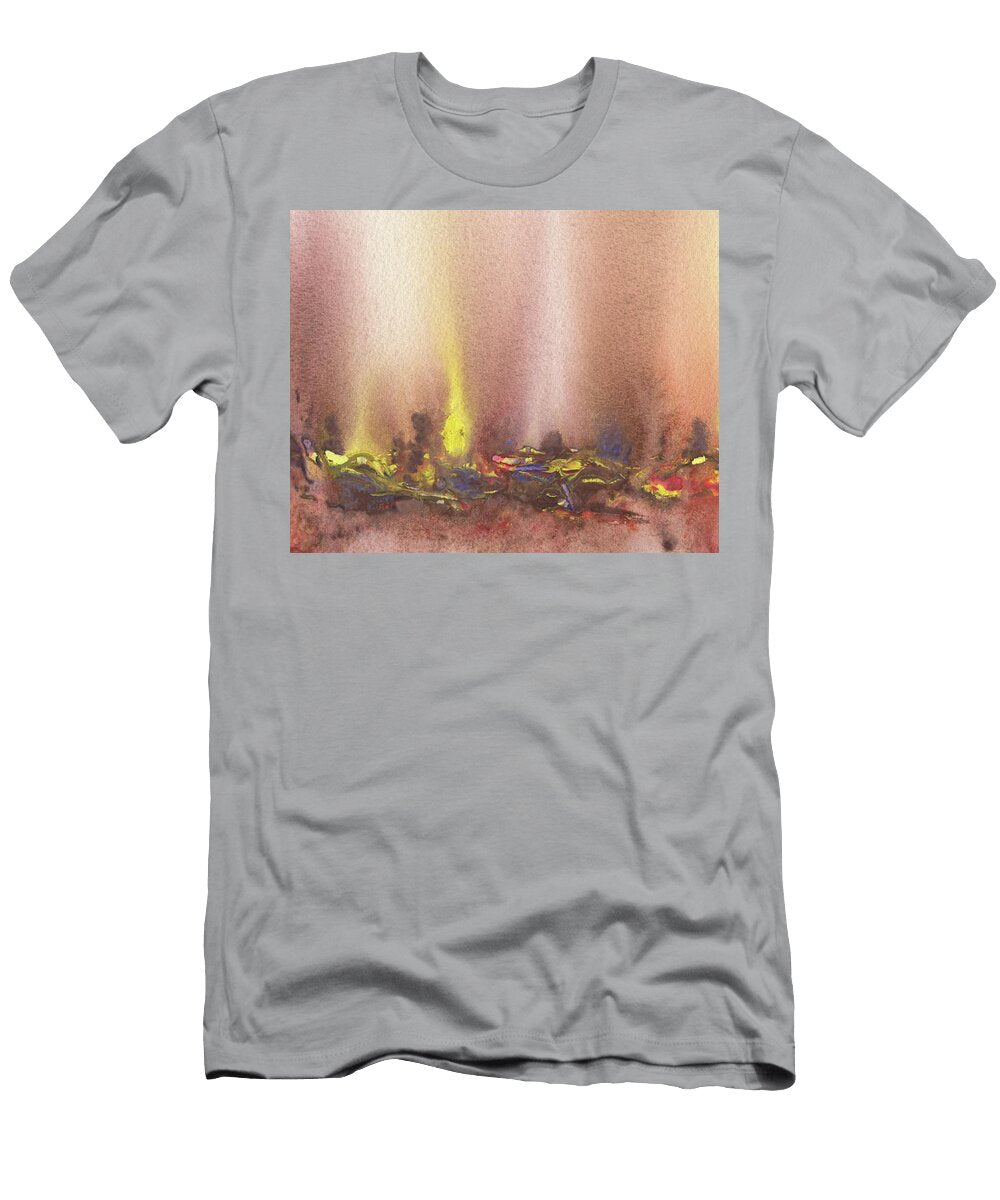 Warm Mystical Landscape with Light Watercolor Abstract Irina Sztukowski T-Shirt