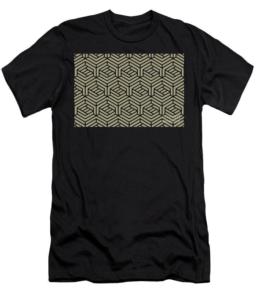 Warm Taupe and Black Cube Geometric Shape Pattern Petite Pattern Minimal Graphic Designs T-Shirt