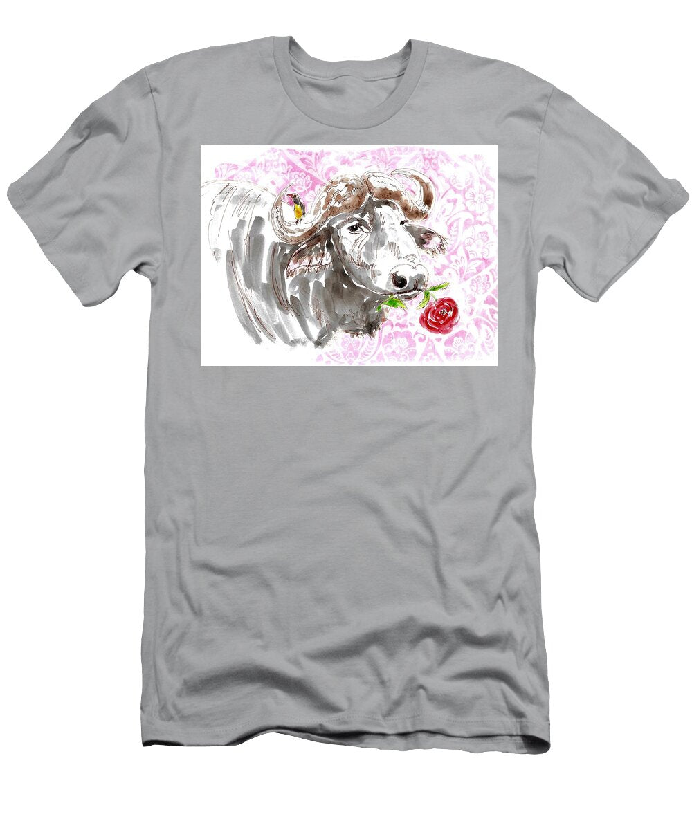 Water Buffalo with Bird and Rose Zelda Tessadori T-Shirt