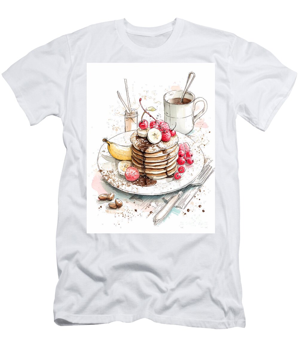 Watercolor in Sketch Style Cooking Poster of Making Banana Pan Ariadna De Raadt T-Shirt