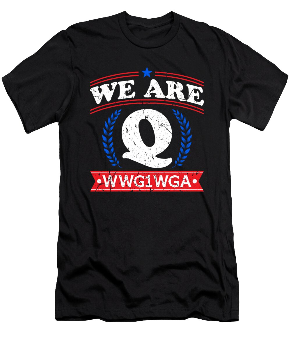 We Are Q Wwg1wga Patriotic American Flag Trump Print Graphic Sel Mermaid T-Shirt