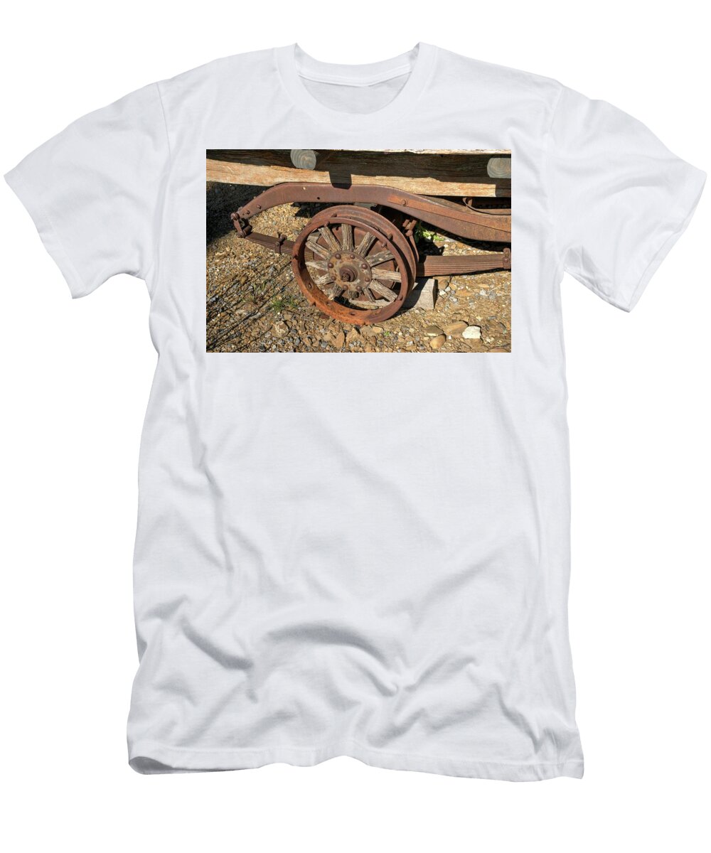 Wheel with Wooden Spokes on Antique Truck Douglas Barnett T-Shirt