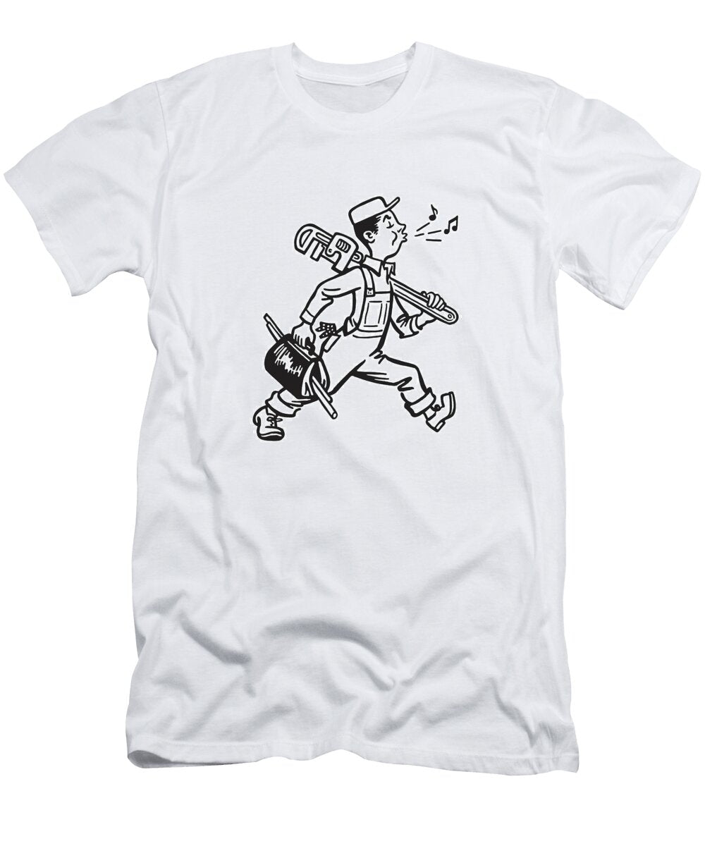 Whistling Plumber Walking to Work Csa Images T-Shirt