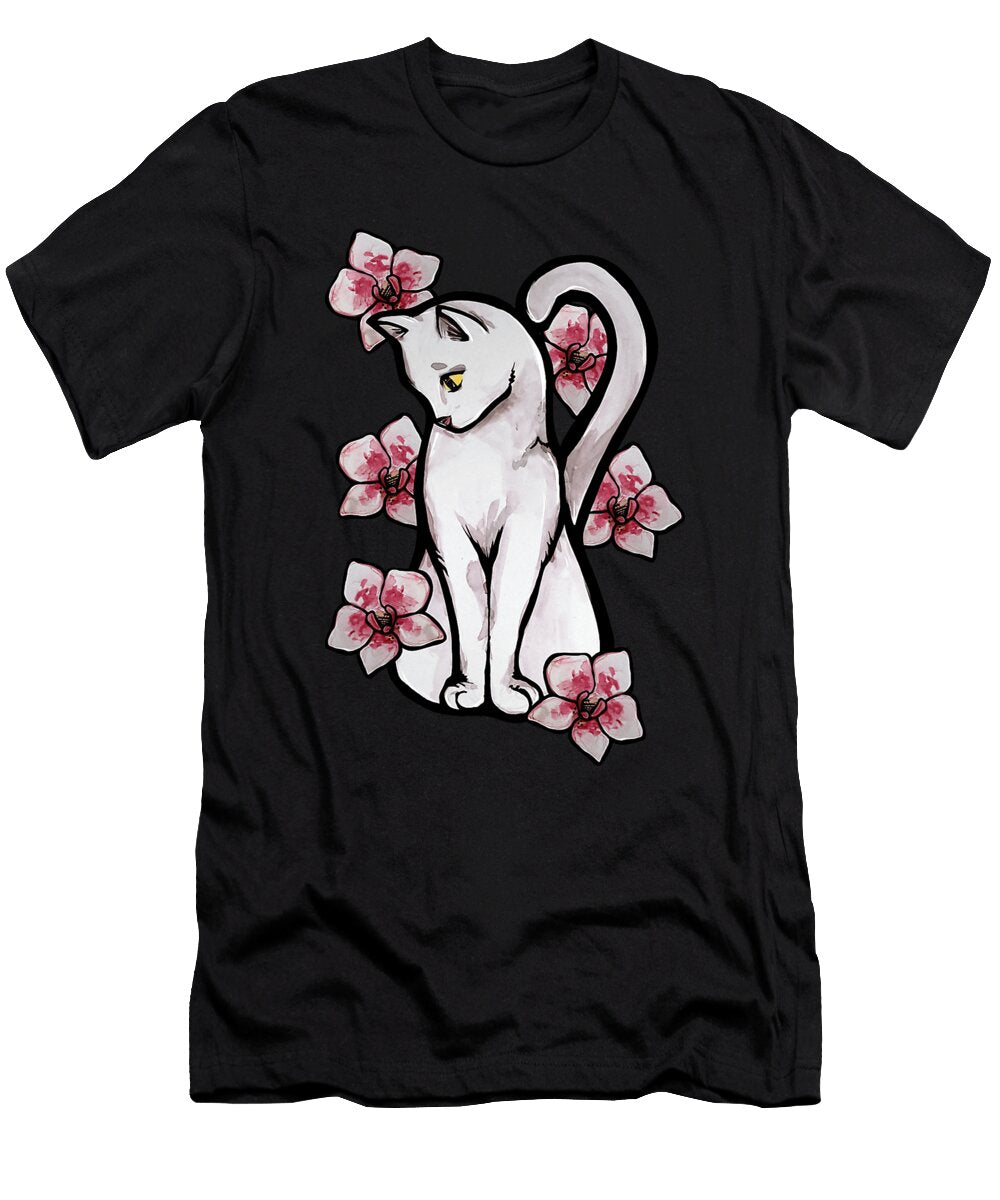 White Cat Orchids Flower Art Dhbubble T-Shirt