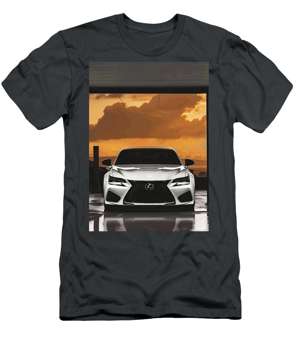 White Lexus Car in Garage with Sunset Background Destiney Sullivan T-Shirt