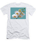 White Orchids on Ocean Blue Gill Billington T-Shirt