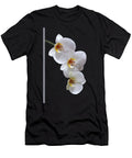 White Orchids on Terracotta Vdertical Gill Billington T-Shirt
