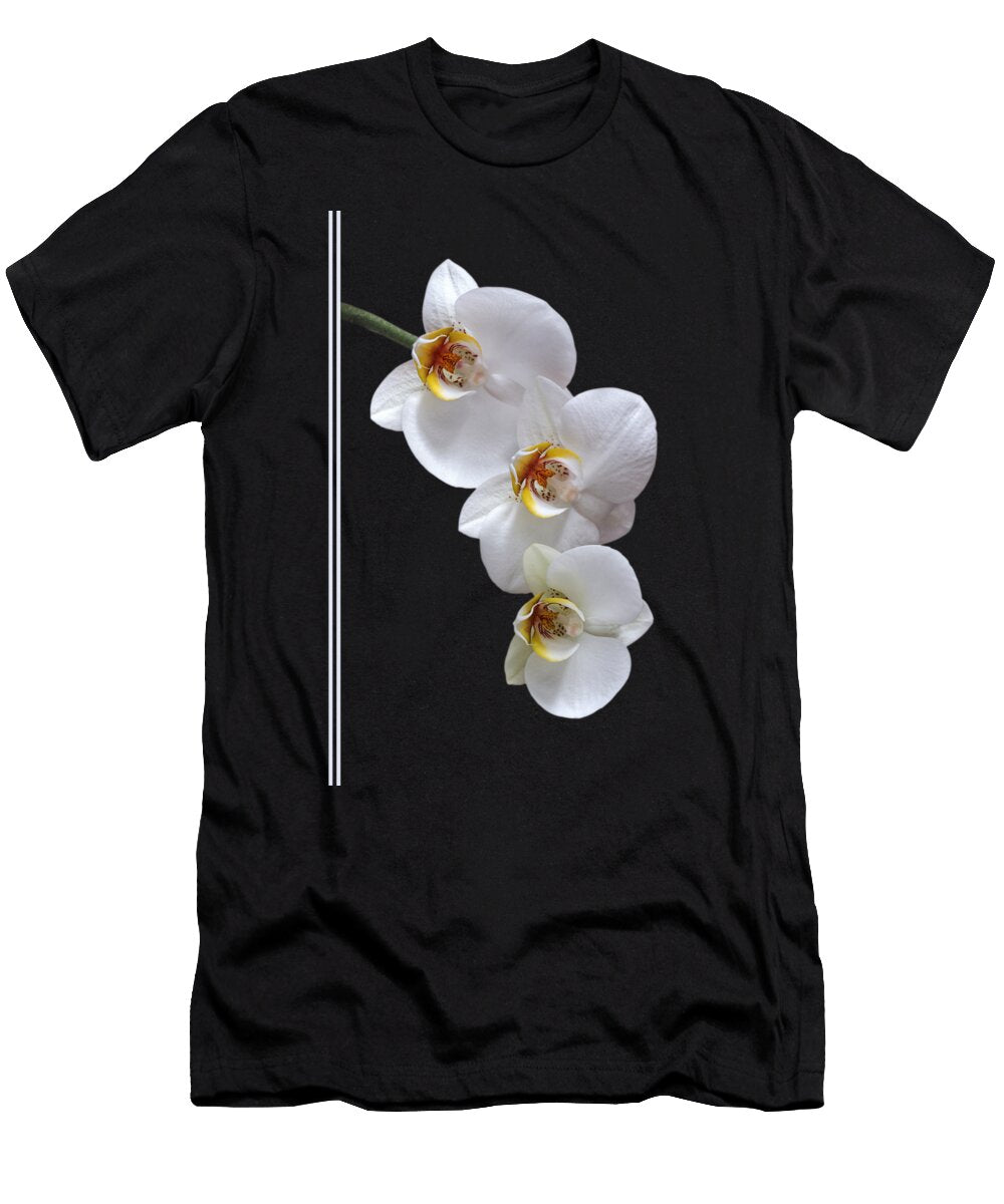 White Orchids on Terracotta Vdertical Gill Billington T-Shirt