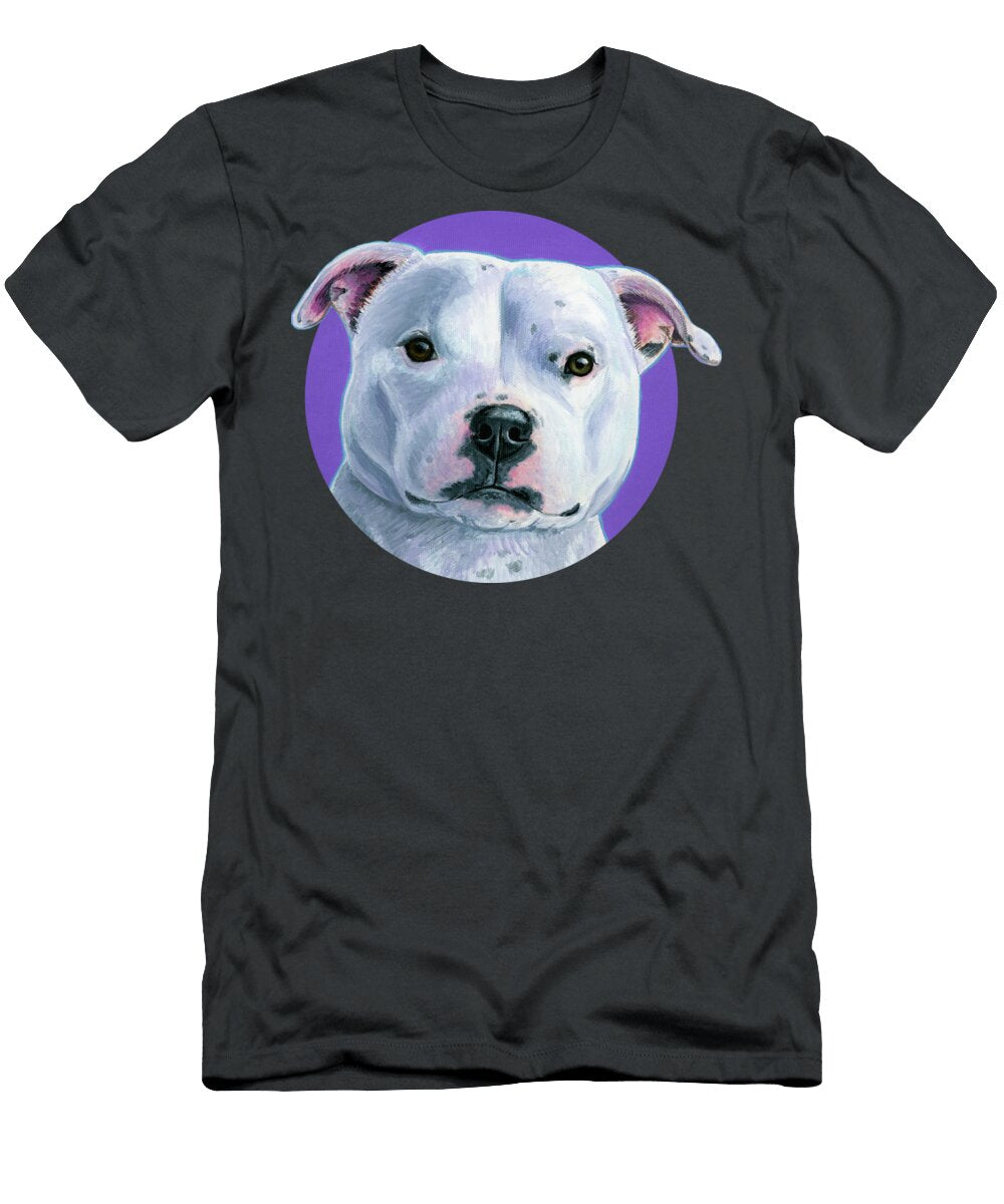 White Staffordshire Bull Terrier Dog Rebecca Wang T-Shirt