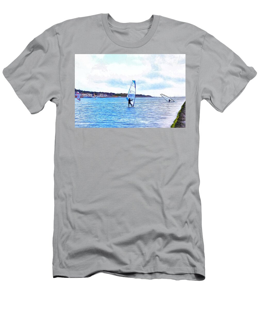 Wind Surfers At Marine Lake West Kirby Beach John W King T-Shirt