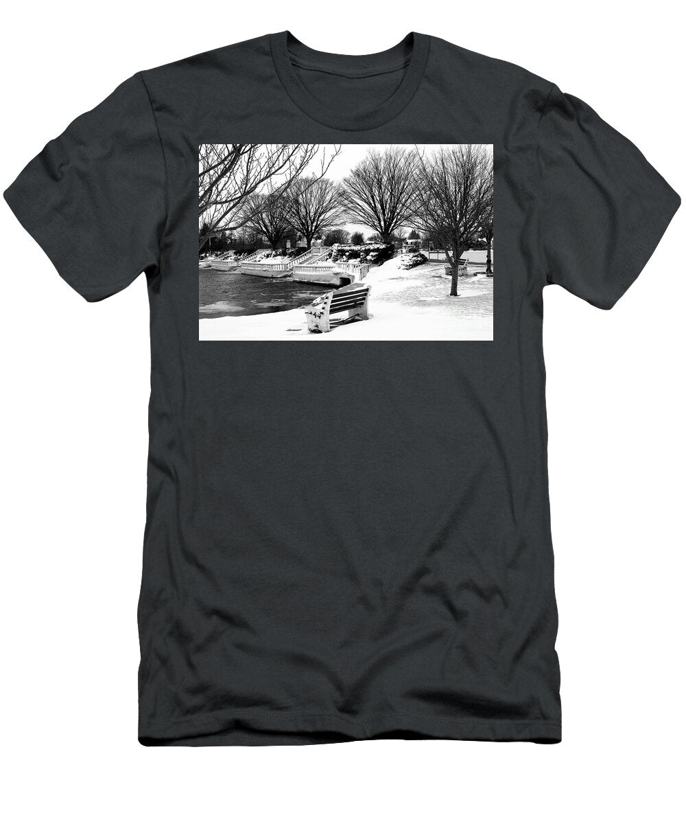 Winter At Argyle Lake in Babylon Village David Wood T-Shirt