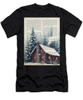 Winter Log Cabin Dictionary Page Aged Pixel T-Shirt