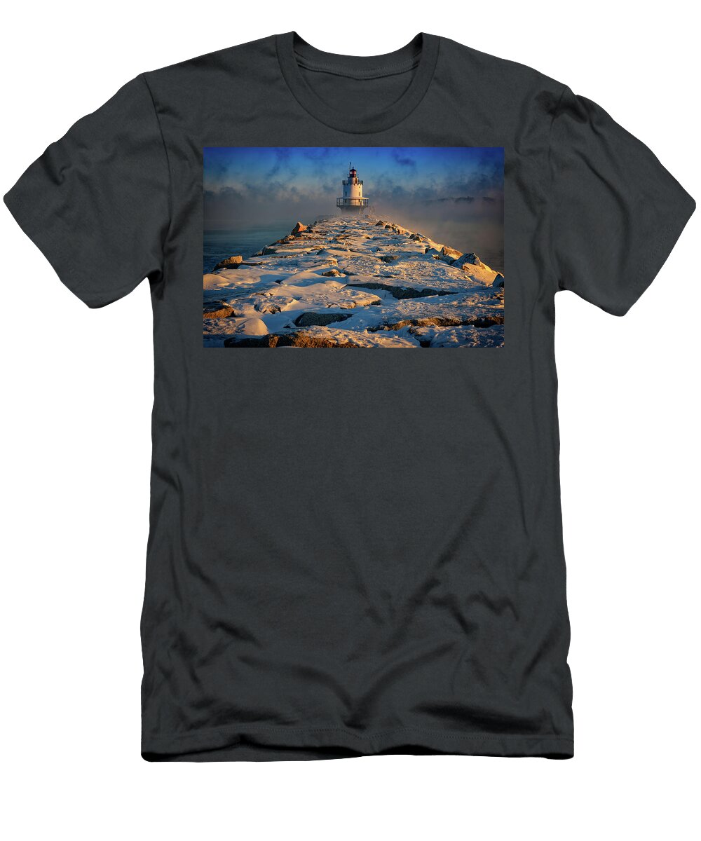 Winter Morning At Spring Point Ledge Lighthouse Rick Berk T-Shirt