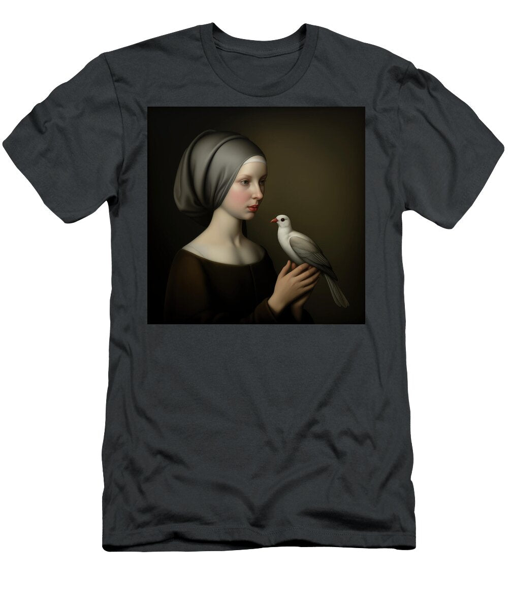 Woman in Headwrap with a Bird Portrait 95 Yo Pedro T-Shirt
